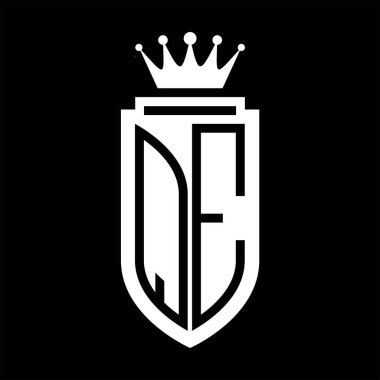 QE Vektör logosu Kraliyet Taç Minimalist baş harfleri, zarif bir stil ve iç kalkan çizgisi.
