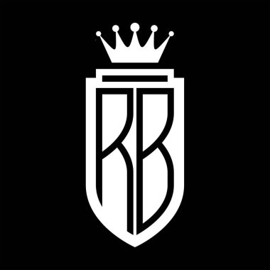 RB Vektör logosu Kraliyet Taç Minimalist baş harfleri, zarif bir stil ve iç kalkan çizgisi.