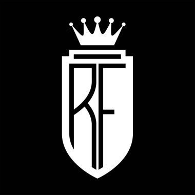RF Vektör logosu Kraliyet Taç Minimalist baş harfleri, zarif bir stil ve iç kalkan çizgisi.