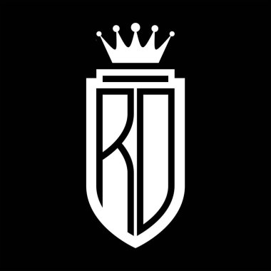 Ar-Ge vektör logosu Kraliyet Taç Minimalist baş harfleri, zarif bir stil ve iç kalkan çizgisi.