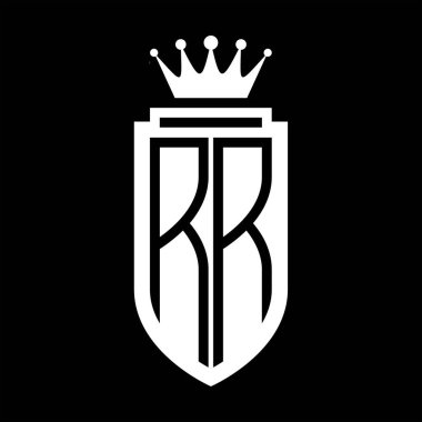 RR Vektör logosu Kraliyet Taç Minimalist baş harfleri, zarif bir stil ve iç kalkan çizgisi.