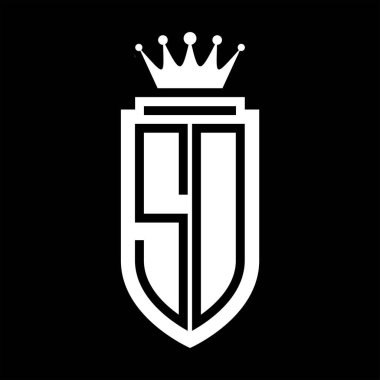 SD-Vector logosu Kraliyet Kraliyet Taç Minimalist baş harfleri, zarif bir stil ve iç kalkan çizgisi.