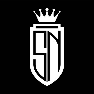 SN Vektör logosu Kraliyet Taç Minimalist baş harfleri, zarif bir stil ve iç kalkan çizgisi.