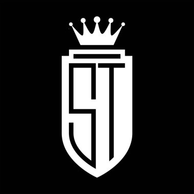 ST Vector logosu Kraliyet Taç Minimalist baş harfleri, zarif bir stil ve iç kalkan çizgisi.