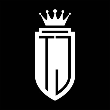 TJ Vector logosu Kraliyet Taç Minimalist baş harfleri, zarif bir stil ve iç kalkan çizgisi.