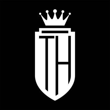 TH Vector logosu Kraliyet Taç Minimalist baş harfleri, zarif bir stil ve iç kalkan çizgisi.