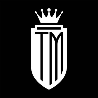 TM Vektör logosu Kraliyet Taç Minimalist baş harfleri, kalkanın iç hatlarıyla zarif bir tarz.
