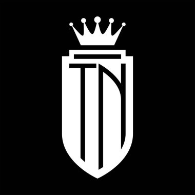 TN Vektör logosu Kraliyet Taç Minimalist baş harfleri, zarif bir stil ve iç kalkan çizgisi.