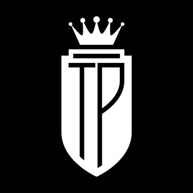 TP Vektör logosu Kraliyet Taç Minimalist baş harfleri, zarif bir stil ve iç kalkan çizgisi.
