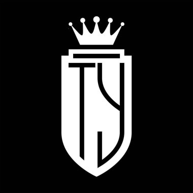 TY Vector logosu Kraliyet Taç Minimalist baş harfleri, zarif bir stil ve iç kalkan çizgisi.