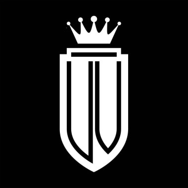 Ultraviyole vektör logosu kraliyet tacının baş harf kalkanı minimalist, iç kalkanların dış hatlarıyla zarif bir tarz.