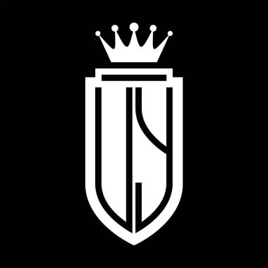 Kraliyet Taç Minimalist 'li UY Vektör logosu baş harfleri. Kalkan dış hatlı zarif bir tarz.