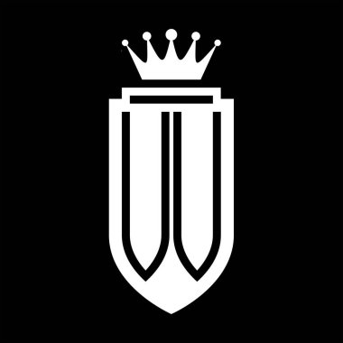 VV Vektör logosu Kraliyet Taç Minimalist baş harfleri, kalkanın iç hatlarıyla zarif bir tarz.