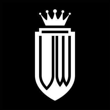 VW Vektör logosu Kraliyet Taç Minimalist baş harfleri, zarif bir stil ve iç kalkan çizgisi.