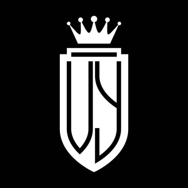 VY Vektör logosu Kraliyet Taç Minimalist baş harfleri, zarif bir stil ve iç kalkan çizgisi.