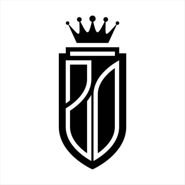 ZO Vector logo initials shield with royal crown minimalist, elegant style with inside shield outline