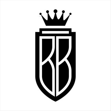 BB Vector logo initials shield with royal crown minimalist, elegant style with inside shield outline