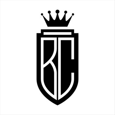 BC Vector logo initials shield with royal crown minimalist, elegant style with inside shield outline