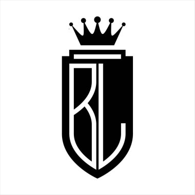 BL Vektör logosu Kraliyet Taç Minimalist baş harfleri, zarif bir stil ve iç kalkan çizgisi.