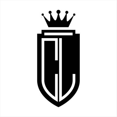 CL Vektör logosu Kraliyet Taç Minimalist baş harfleri, zarif bir stil ve iç kalkan çizgisi.