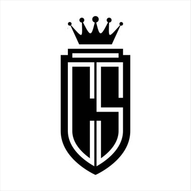 CS Vector logosu Kraliyet Taç Minimalist baş harfleri, zarif bir stil ve iç kalkan çizgisi.