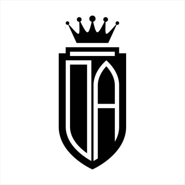 Bölge Savcısı Vektörü logosu Kraliyet Taç Minimalist baş harfleri, zarif bir stil ve kalkanın iç hatları.