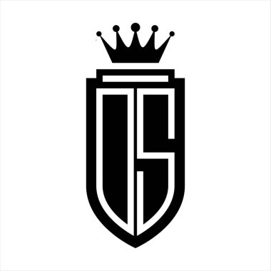 DS Vektör logosu Kraliyet Taç Minimalisti 'nin baş harfleri. Kalkan çizgisi ile zarif bir tarz.