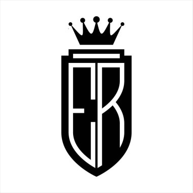 Acil Servis Vektör logosu Kraliyet Kraliyet Taç Minimalist baş harfleri, zarif bir stil ve iç kalkan çizgisi.