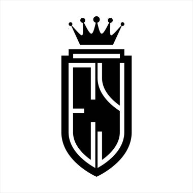 EY Vector logosu Kraliyet Taç Minimalist baş harfleri, zarif bir stil ve kalkan çizgisi.