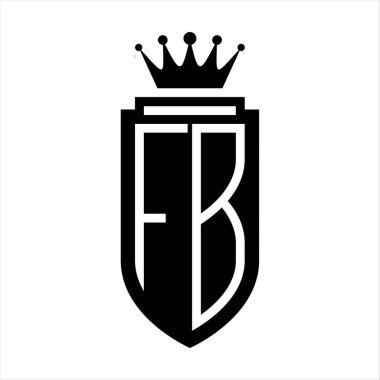 FB Vektör logosu Kraliyet Taç Minimalist baş harfleri, zarif bir stil ve iç kalkan çizgisi.