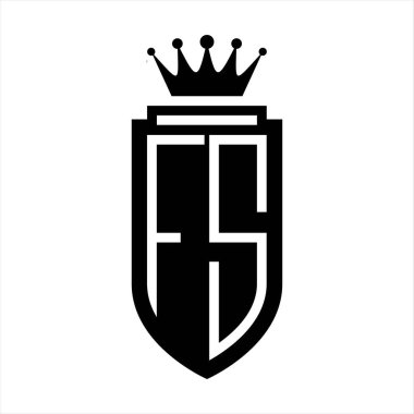 FS Vector logosu Kraliyet Taç Minimalist baş harfleri, zarif bir stil ve iç kalkan çizgisi.