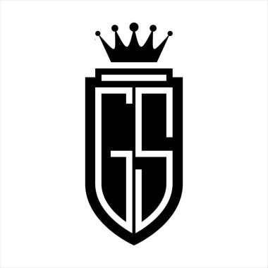 GS Vektör logosu Kraliyet Kraliyet Taç Minimalist baş harfleri, zarif bir stil ve iç kalkan çizgisi.
