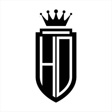 Kraliyet Taç Minimalist baş harfleri olan HD Vektör logosu. Kalkan çizgisi ile zarif bir tarz.