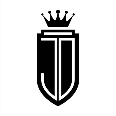JD Vektör logosu Kraliyet Taç Minimalist baş harfleri, zarif bir stil ve iç kalkan çizgisi.
