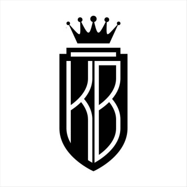 KB Vektör logosu Kraliyet Taç Minimalist baş harfleri, zarif bir stil ve iç kalkan çizgisi.