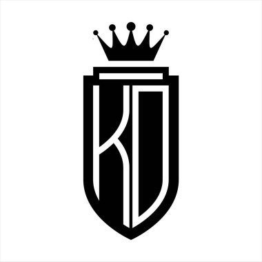 KD Vektör logosu Kraliyet Taç Minimalist baş harfleri, zarif bir stil ve iç kalkan çizgisi.