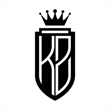 KZ Vektör logosu Kraliyet Taç Minimalist baş harfleri, zarif bir stil ve iç kalkan çizgisi.