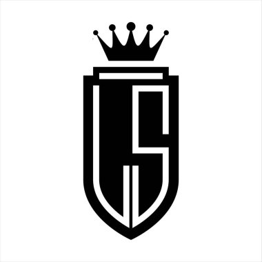 LS Vector logo initials shield with royal crown minimalist, elegant style with inside shield outline