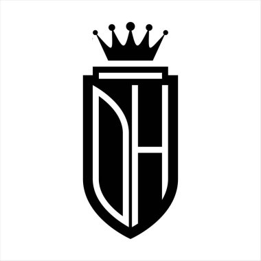 Kraliyet Taç Minimalist baş harfleri olan OH Vector logosu. Kalkan çizgisi içinde zarif bir stil.
