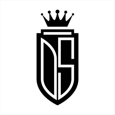 Kraliyet Taç Minimalist baş harfleri ile OS Vektör logosu, zarif bir stil ve iç kalkan çizgisi.