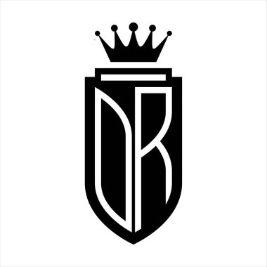 Ya da Kraliyet Taç Minimalist baş harfleri olan vektör logosu. Kalkan çizgisi içinde zarif bir tarz.