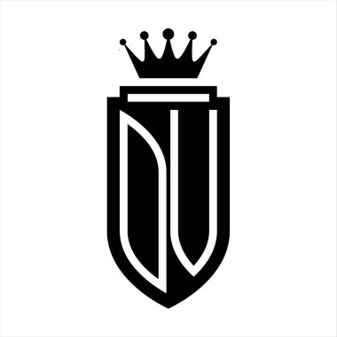 OV Vektör logosu Kraliyet Taç Minimalist baş harfleri, zarif bir stil ve iç kalkan çizgisi.