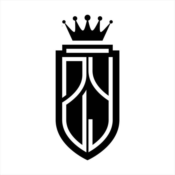 ZY Vector logo initials shield with royal crown minimalist, elegant style with inside shield outline