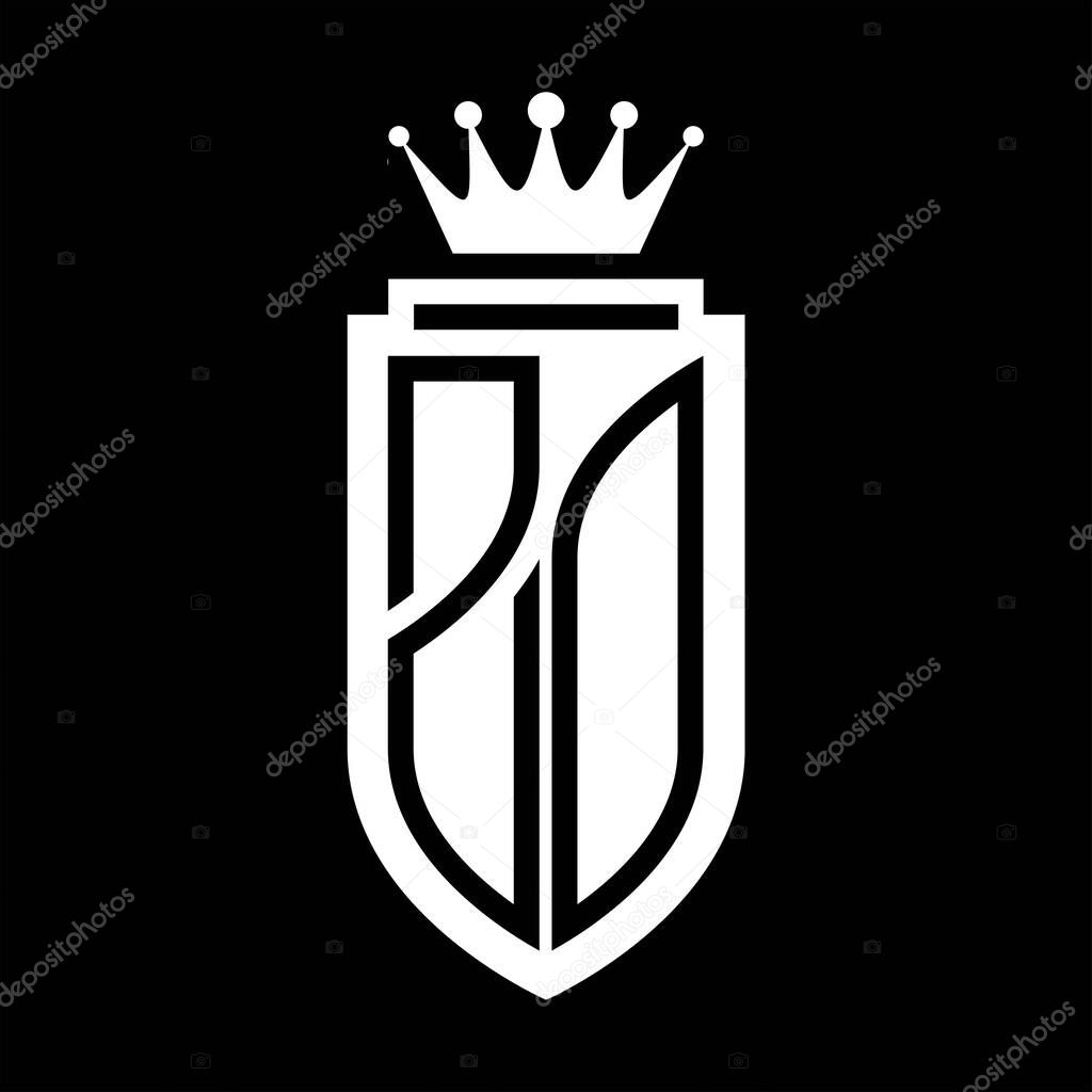 ZO Vector logo initials shield with royal crown minimalist, elegant style with inside shield outline