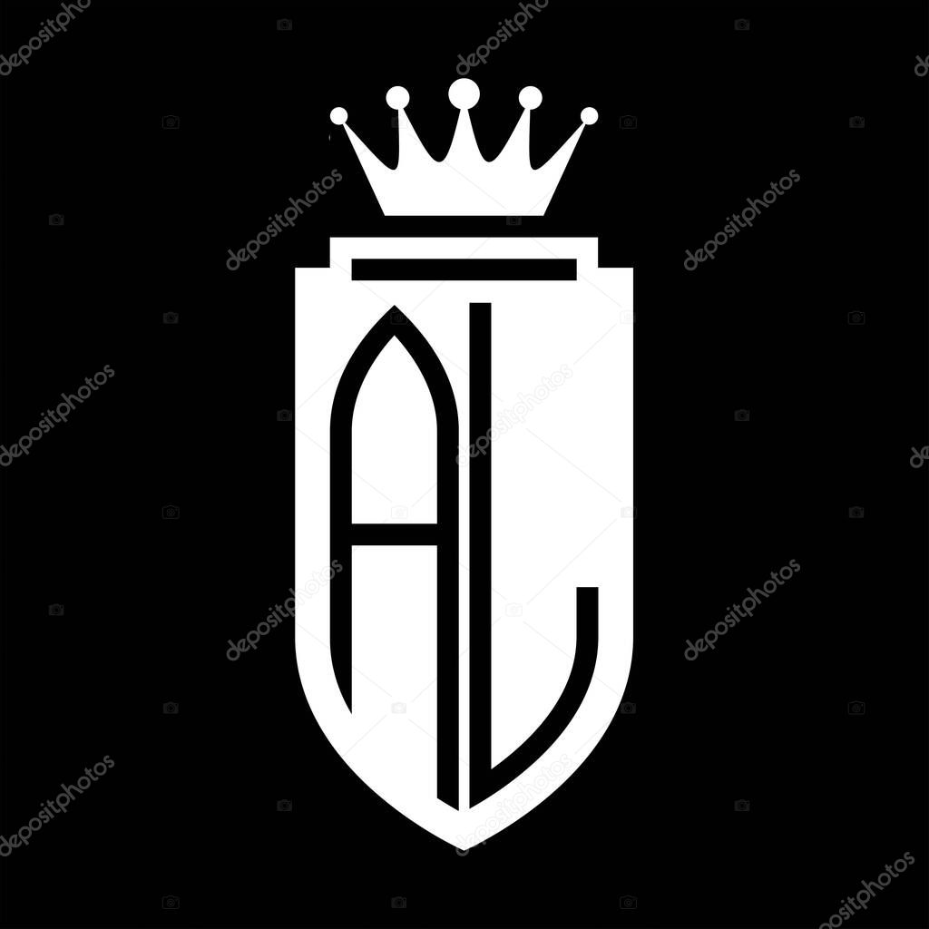 AL Vector logo initials shield with royal crown minimalist, elegant style with inside shield outline