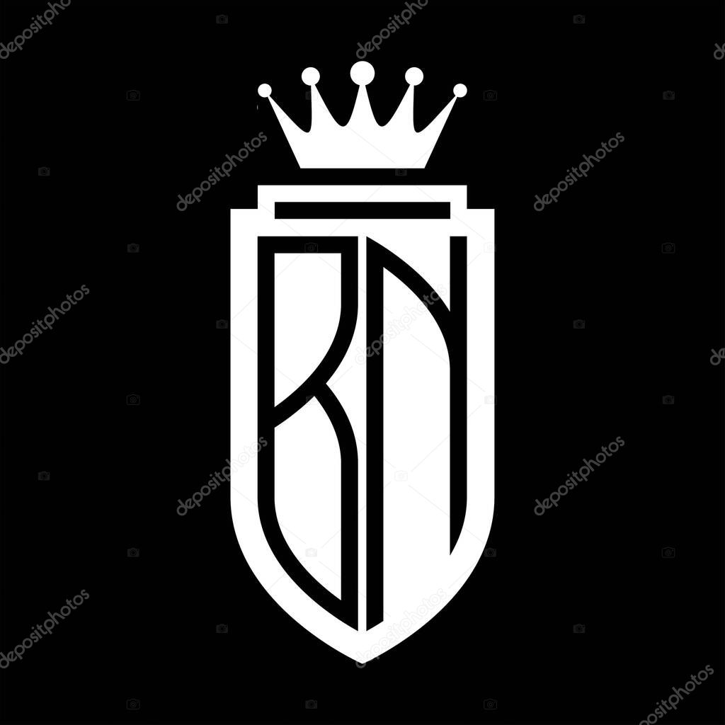BN Vector logo initials shield with royal crown minimalist, elegant style with inside shield outline