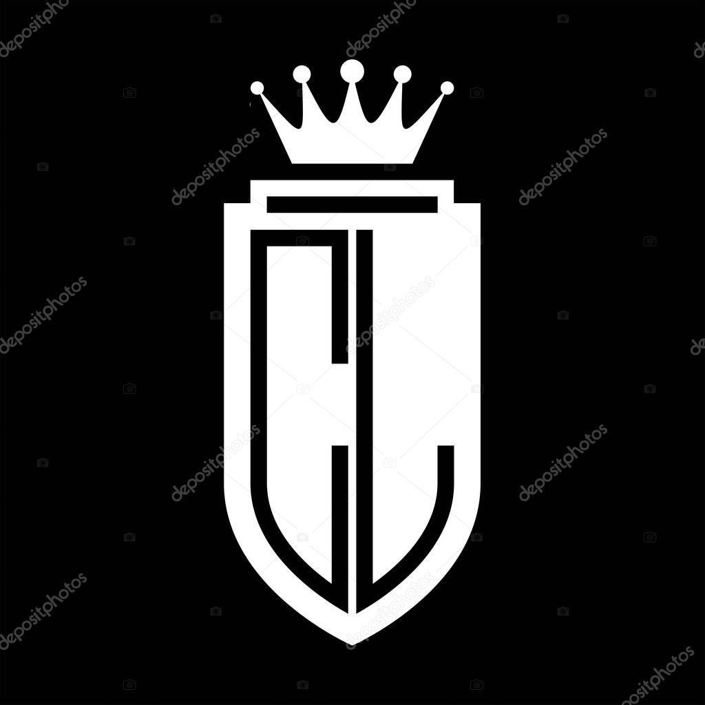 CL Vector logo initials shield with royal crown minimalist, elegant style with inside shield outline