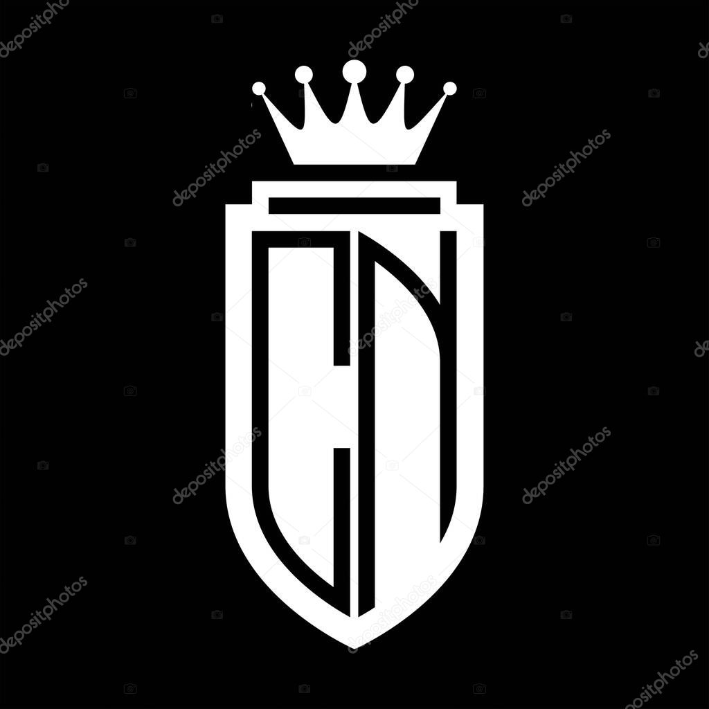 CN Vector logo initials shield with royal crown minimalist, elegant style with inside shield outline