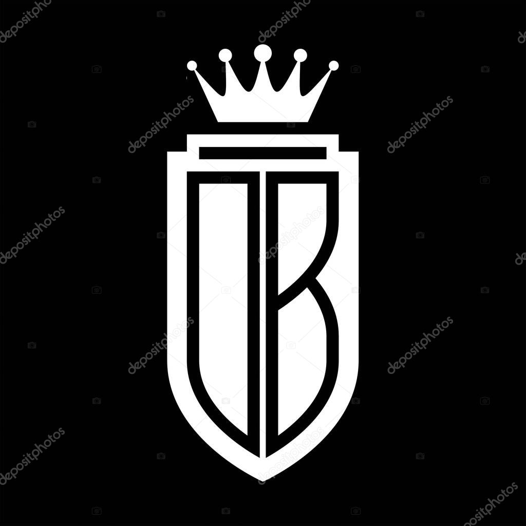 DB Vector logo initials shield with royal crown minimalist, elegant style with inside shield outline