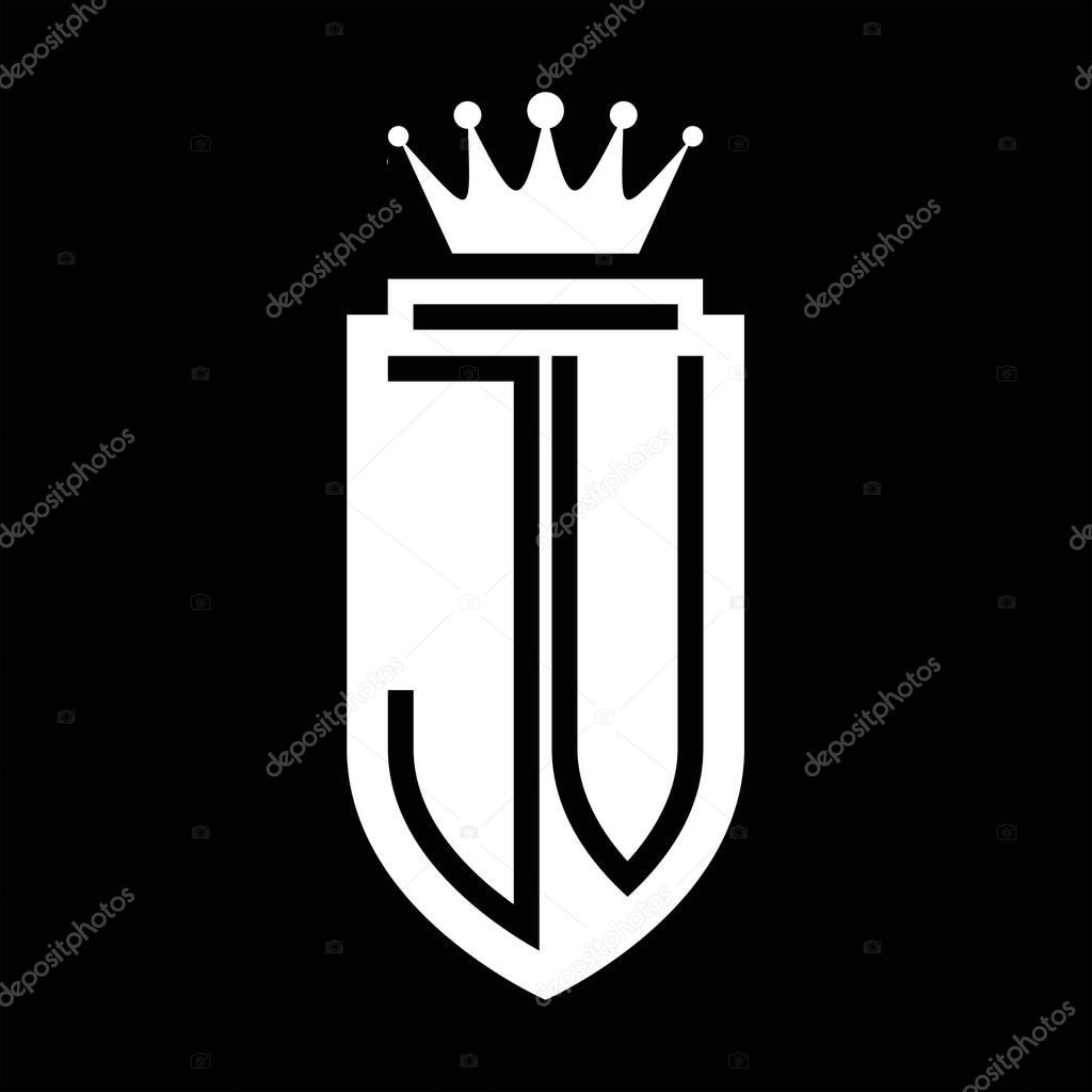 JV Vector logo initials shield with royal crown minimalist, elegant style with inside shield outline